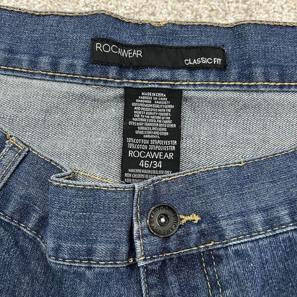 Rocawear Men's Jeans Size 46x34 Distressed Classic Fit‎ BAGGY Blue Denim - Picture 4 of 11